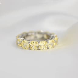 OEVAS Full 5*5mm High Carbon Diamond Wedding Rings S925 Silver Plated 18K Gold for Women Eternity Ring Party Fine Jewelry Gift