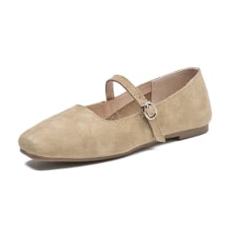 AIYUQI Mary Jane Shoes Women Flat 2026 Spring Shoes Female Genuine Leather Square Head Non-slip Large Size Ballet Shoes Women
