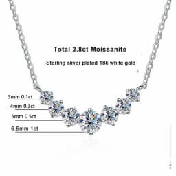 Full Moissanite Diamond Necklace for Women 925 Sterling Sliver with Plated White Gold Neck Pendent Wedding Fine Jewely