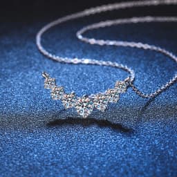 Full Moissanite Diamond Necklace for Women 925 Sterling Sliver with Plated White Gold Neck Pendent Wedding Fine Jewely