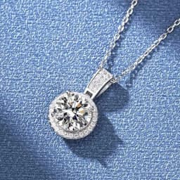 NeeTim 1Carat 2Carat Moissanite Necklace For Women Sterling S925 Silver With White Gold Plated Sparkling Jewelry Wedding Pendant