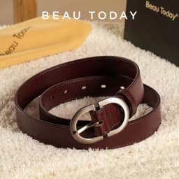 BEAUTODAY Belts Women Cow Split Solid Color Silver Buckle Ladies Modern Style Fashion Jeans Dress Accessories Waistband 91060