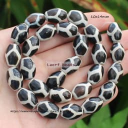 Natural Agate ,10x14mm Green Ancient Tibet Dzi beads 8pcs , For DIY Jewelry making !