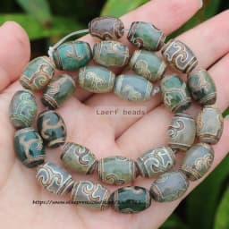 Natural Agate ,10x14mm Green Ancient Tibet Dzi beads 8pcs , For DIY Jewelry making !