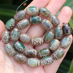 Natural Agate ,10x14mm Green Ancient Tibet Dzi beads 8pcs , For DIY Jewelry making !