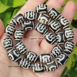 Natural Agate ,10x14mm Green Ancient Tibet Dzi beads 8pcs , For DIY Jewelry making !