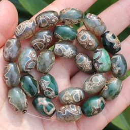 Natural Agate ,10x14mm Green Ancient Tibet Dzi beads 8pcs , For DIY Jewelry making !