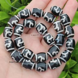 Natural Agate ,10x14mm Green Ancient Tibet Dzi beads 8pcs , For DIY Jewelry making !