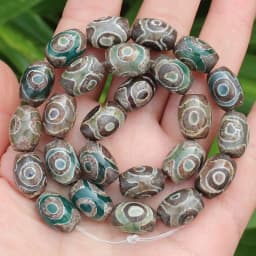 Natural Agate ,10x14mm Green Ancient Tibet Dzi beads 8pcs , For DIY Jewelry making !