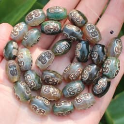 Natural Agate ,10x14mm Green Ancient Tibet Dzi beads 8pcs , For DIY Jewelry making !