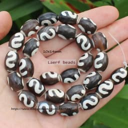 Natural Agate ,10x14mm Green Ancient Tibet Dzi beads 8pcs , For DIY Jewelry making !