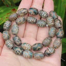 Natural Agate ,10x14mm Green Ancient Tibet Dzi beads 8pcs , For DIY Jewelry making !