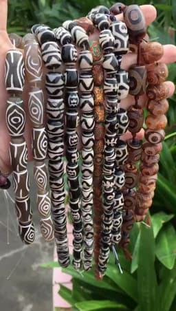 Natural Agate ,10x14mm Green Ancient Tibet Dzi beads 8pcs , For DIY Jewelry making !
