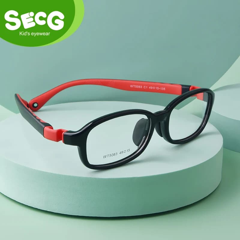 SECG Children Myopia Glasses Frame Boys And Girls Farsightedness Amblyopia Strabismus Primary School Children Silicone Glasses