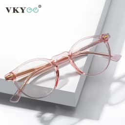 VICKY Round Blue Light Reading Glasses Women Eye Glasses Frame for Women Retro Plastic Titanium Anti-Blue Light Computer Eyewear