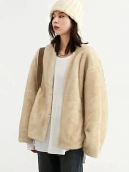 CHIC VEN Women's Jacket Loose Casual Solid Overcoat New Female Plush Coat V-neck Woman Outerwear Autumn Winter 2026