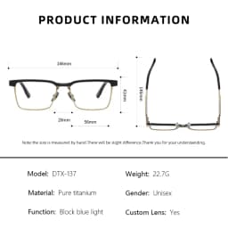 CLLOIO New Pure Titanium Anti Blue Light Reading Glasses Men Acetate Square Myopia Glasses Hyperopia Prescription Eyewear DTX137