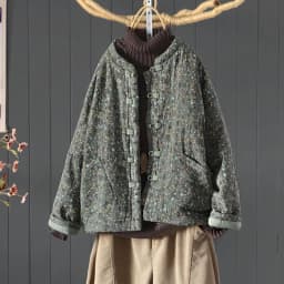 High Quality Cotton Quilted Coats Women New 2024 Autumn Winter Vintage Style Floral Print Female Thick Padded Jackets M078