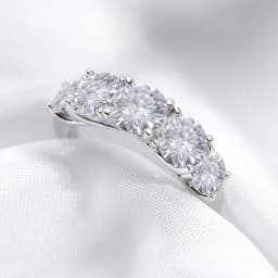 Smyoue 18k Plated 3.6CT All Moissanite Rings for Women 5 Stones Sparkling Diamond Wedding Band 100% S925 Sterling Silver Jewelry