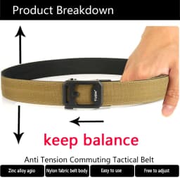 TUSHI New Men's Military Tactical Belt Tight Sturdy Nylon Heavy Duty Hard Belt for Male Outdoor Casual Belt Automatic Waistband
