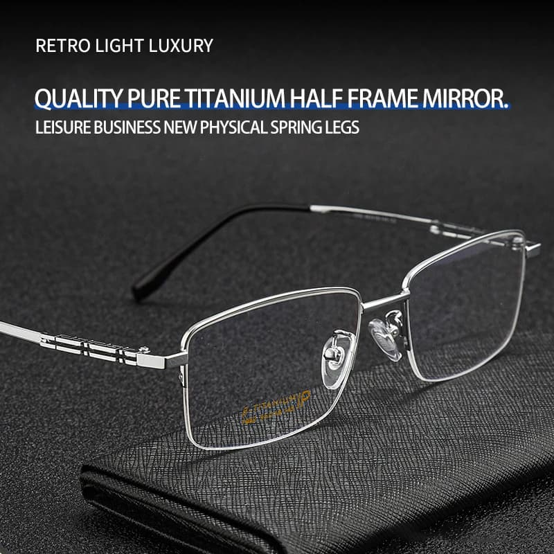 VKYEE Pure Titanium Business Men's Half-rim Glasses Fashion Simple Design Anti-blue Light Glasses Can Be Customized Prescription
