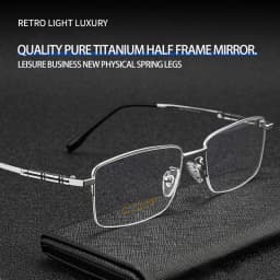 VKYEE Pure Titanium Business Men's Half-rim Glasses Fashion Simple Design Anti-blue Light Glasses Can Be Customized Prescription