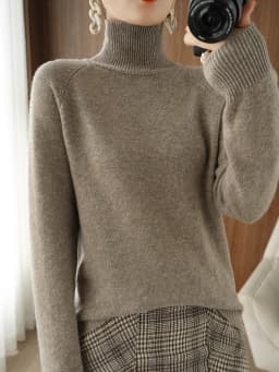 Fashion Basic Autumn Winter Merino Wool Sweater Mock Neck Cashmere Pullover Solid Color Soft Long Sleeve Basic Clothing Tops