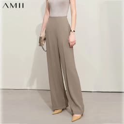 Amii Minimalism 2026 Summer New Wide-legged Pants Women Straight Basics Casual Pants Female Solid Full-length Trousers 12412006