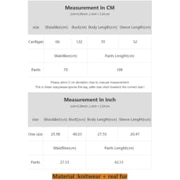 2024 New Fashion Autumn Winter Natural Real Fox Fur Cuffs Coat Knitted Sweater Women Long Pants Set Jacket Thick Warm