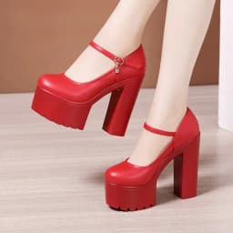 15cm Small Size 32-43 Fashion Red Silver White Wedding Shoes Women Pumps 2026 Fall Block High Heels Shoes Platform Model Partry