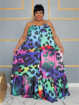 Wmstar Plus Size Women Clothing Dress Summer 2023 Slip Flower Print Dress Elegant Full Length Max Dresses Wholesale Dropshiping