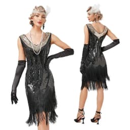 Women's Long Skirt Summer 1920s Gatsby Vintage Great Gatsby Party Flapper Dress Sleeveless Sequin Tassel Fringe Cocktail Dress