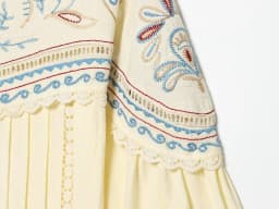 Bohe Vintage Embroidery Pleated Loose Tops Blouse Women Casual O-neck Puff Sleeve Tops T-shirts 2026 New Summer Holiday Tops