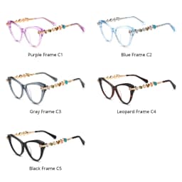 FONEX HEPIDEM Acetate Metal Diamonds Eyeglasses Frame Women 2026New Cat Eye Brand Design Glasses Fashion Eyewear Spectacles 9400