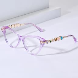 FONEX HEPIDEM Acetate Metal Diamonds Eyeglasses Frame Women 2026New Cat Eye Brand Design Glasses Fashion Eyewear Spectacles 9400