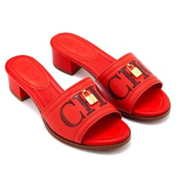 CH Fashion Monogram Print Elegant Design Women's Low Heeled Slippers Solid Color High Quality Metal Lock Simple Single Shoes
