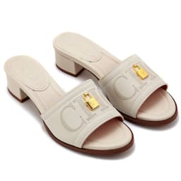 CH Fashion Monogram Print Elegant Design Women's Low Heeled Slippers Solid Color High Quality Metal Lock Simple Single Shoes