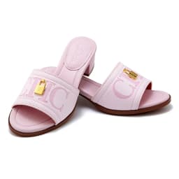 CH Fashion Monogram Print Elegant Design Women's Low Heeled Slippers Solid Color High Quality Metal Lock Simple Single Shoes
