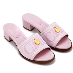 CH Fashion Monogram Print Elegant Design Women's Low Heeled Slippers Solid Color High Quality Metal Lock Simple Single Shoes