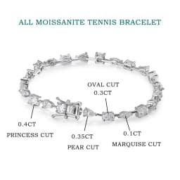 KNOBSPIN 6.3 - 8.1ct Moissanite Tennis Bracelets for Women Men D VVS1 Lab Grow Diamond s925 Sterling Silver Plated 18k Bracelet