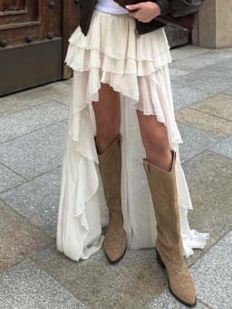 Oymimi Casual Apricot Loose Skirts For Women Fashion High Waisted Pleated Skirts Elegant Thin Floor-Length Skirt Female Clothing