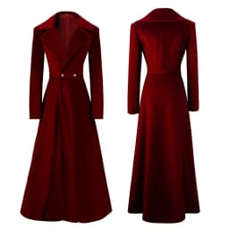 2026 Spring New Arrivals: Women's Red Long-Sleeve Trench Coat, Blue V-Neck Long Jacket, Black Vintage Overcoat.