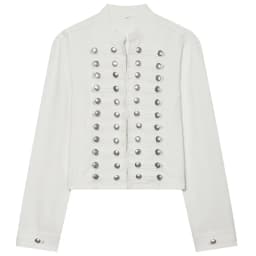 HXAO Women's Denim Jacket Coat Jeans Jacket Cropped White Blue Jean Jacket Woman Button Long Sleeve Casual Streetwear Outwear