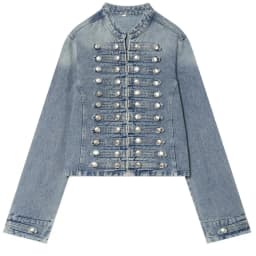 HXAO Women's Denim Jacket Coat Jeans Jacket Cropped White Blue Jean Jacket Woman Button Long Sleeve Casual Streetwear Outwear