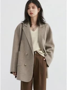 CHIC VEN Women Woolen Coats Loose Casual Oversize Double Breasted Double-sided Jacket Office Ladies Outerwear Autumn Winter 2026