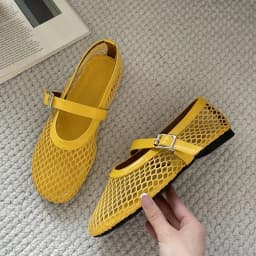 Eilyken Summer Designer Cosy Mesh Heels Women Flat Shoes Fashion Round Toe Buckle Strap Casual Outdoor Dress Sandals