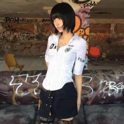 Genayooa Y2k Japanese Striped Shirt Women Three Quarter Print Graphic Tops 2000s Aesthetic Tops Japanese Summer Crop Tops Grunge