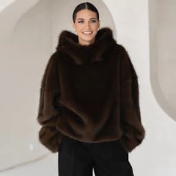 VGH Faux Fur Coat Loose with Hooded Design for Women Long Sleeve Patchwork Front Pocket Imitation Fox Fur Jacket Female Winter