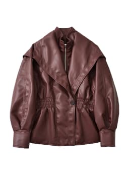 Ailegogo New Spring Autumn Women Vintage Loose Elastic Waist Zipper Black Faux Leather Jacket Outwear