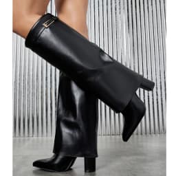 Eilyken Winter Street Fashion Belt Buckle Women Knee High Boots Pointed Toe Square Heels Ladies Shoes Long Botas Mujer